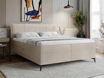 Thoros Komplett Sengepakke 160x200 cm Kontinentalseng med Oppbevaring - Beige - Møbler - Senger - Kontinentalsenger