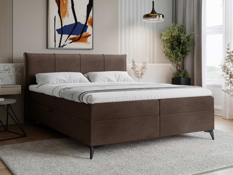 Thoros Komplett Sengepakke 160x200 cm Kontinentalseng med Oppbevaring - Brun - Møbler - Senger - Kontinentalsenger
