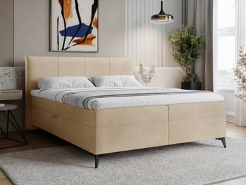 Thoros Komplett Sengepakke 180x200 cm Kontinentalseng med Oppbevaring - Beige - Møbler - Senger - Kontinentalsenger