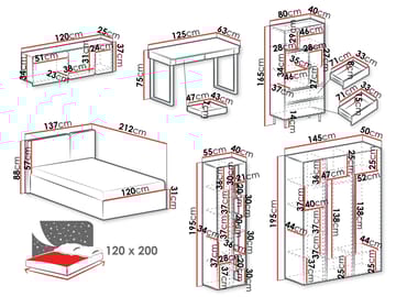 Travic Møbelsett for Soverom - Møbler - Senger - Møbelsett til soverom