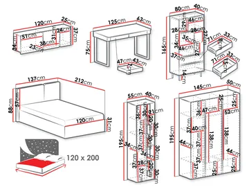 Travic Møbelsett for Soverom - Møbler - Senger - Møbelsett til soverom