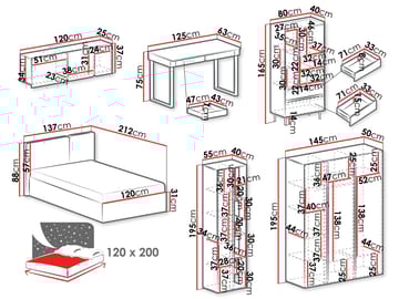 Travic Møbelsett for Soverom - Møbler - Senger - Møbelsett til soverom