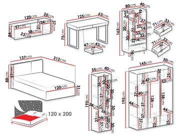 Travic Møbelsett for Soverom - Møbler - Senger - Møbelsett til soverom