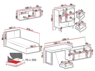 Travic Møbelsett for Soverom - Møbler - Senger - Møbelsett til soverom