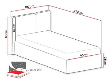 Travic Sammenleggbar Sengeramme med Oppbevaring 90x200 cm i Stoff med Sengegavl - Lys Beige - Møbler - Senger - Senger med oppbevaring
