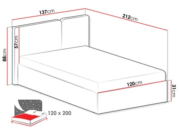 Travic Sengepakke med Oppbevaring 120x200 cm i Stoff med Sengegavl + Overmadrass - Lys Beige - Møbler - Senger - Senger med oppbevaring