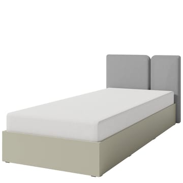 Travic Sengeramme 90x200 cm i Stoff og Lyst Tre med Sengegavl - Greige - Møbler - Senger - Senger med oppbevaring