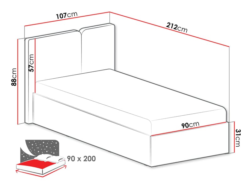 Travic Sengeramme 90x200 cm - Møbler - Senger - Senger med oppbevaring