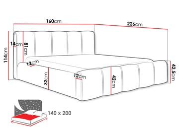 Varlinor Sengeramme 140x200 cm med Oppbevaring - Rosa - Møbler - Senger - Senger med oppbevaring