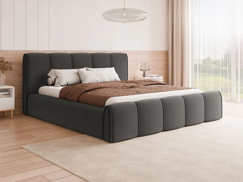 Varlinor Sengeramme 160x200 cm med Oppbevaring - Grå - Møbler - Senger - Senger med oppbevaring
