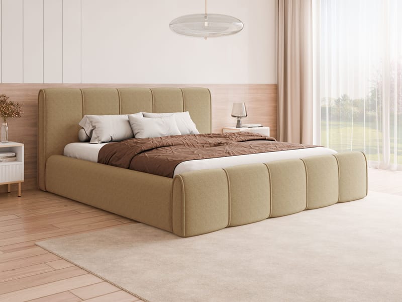 Varlinor Sengeramme 160x200 cm med Oppbevaring - Mørk beige - Møbler - Senger - Senger med oppbevaring