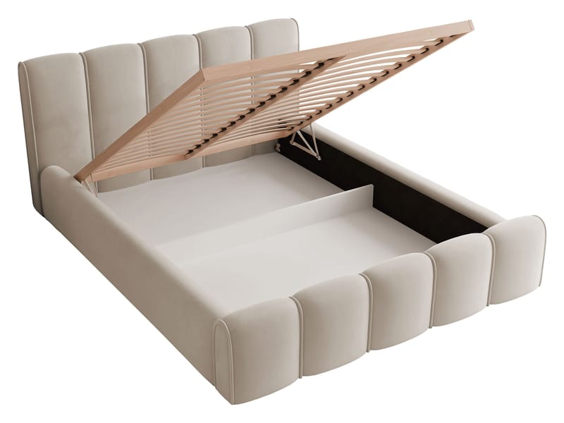 Varlinor Sengeramme 180x200 cm med Oppbevaring - Beige - Møbler - Senger - Senger med oppbevaring
