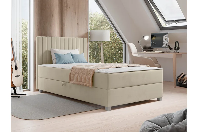 Veyran Sengepakke Kontinentalseng med Oppbevaring 120x200 cm - Beige - Møbler - Senger - Kontinentalsenger