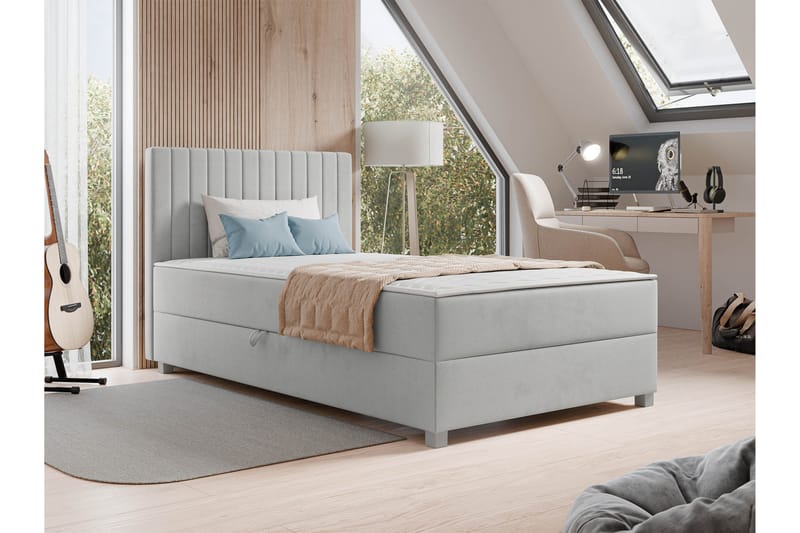 Veyran Sengepakke Kontinentalseng med Oppbevaring 120x200 cm - Grå - Møbler - Senger - Kontinentalsenger