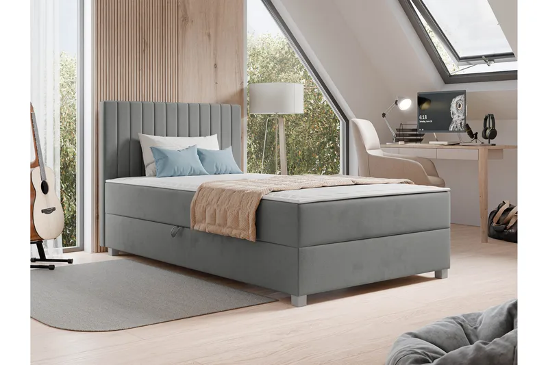 Veyran Sengepakke Kontinentalseng med Oppbevaring 120x200 cm - Grå - Møbler - Senger - Kontinentalsenger