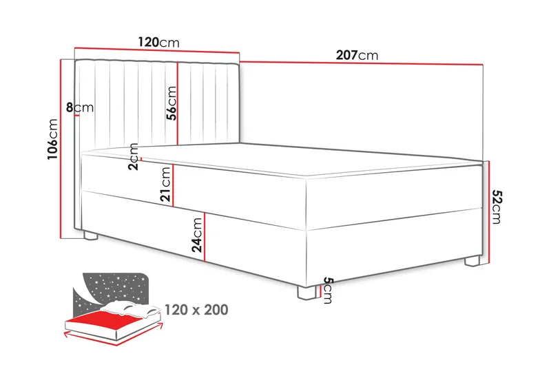 Veyran Sengepakke Kontinentalseng med Oppbevaring 120x200 cm - Rosa - Møbler - Senger - Kontinentalsenger