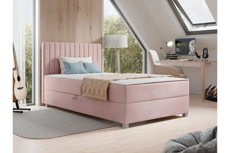 Veyran Sengepakke Kontinentalseng med Oppbevaring 120x200 cm - Rosa - Møbler - Senger - Kontinentalsenger