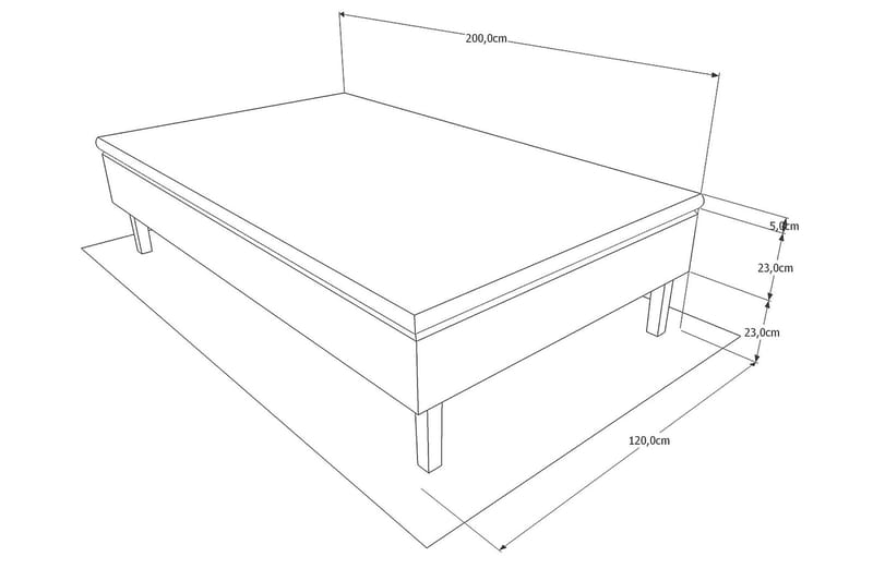Viken Sengepakke – Ramseng 120x200 cm med Sengegavl + Overmadrass med Fasthetsgrad Fast - Grå - Møbler - Senger - Enkeltsenger