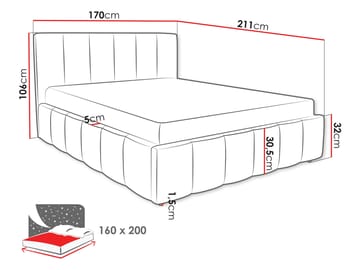 Vinvik Sengeramme med Oppbevaring 160x200 cm i Bouclé med Trestativ - Hvit - Møbler - Senger - Senger med oppbevaring