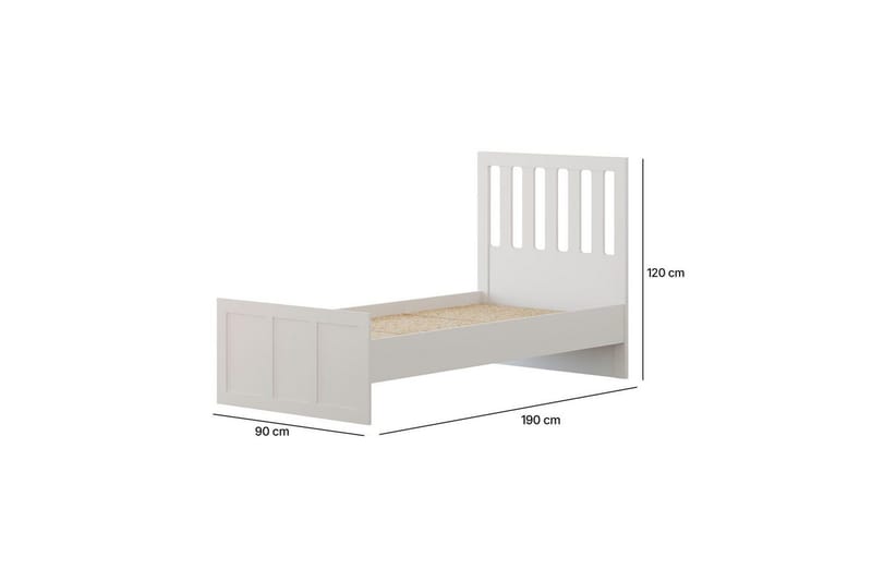Vyric Sengeramme 90x190 cm i Malt Tre med Sengegavl - Hvit - Møbler - Senger - Sengeramme & sengestamme