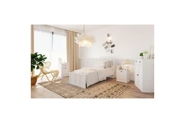 Vyric Sengeramme 90x190 cm i Malt Tre med Sengegavl - Hvit - Møbler - Senger - Sengeramme & sengestamme