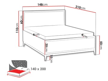 Zeylor Sengeramme 140x200 cm - Beige - Møbler - Senger - Senger med oppbevaring