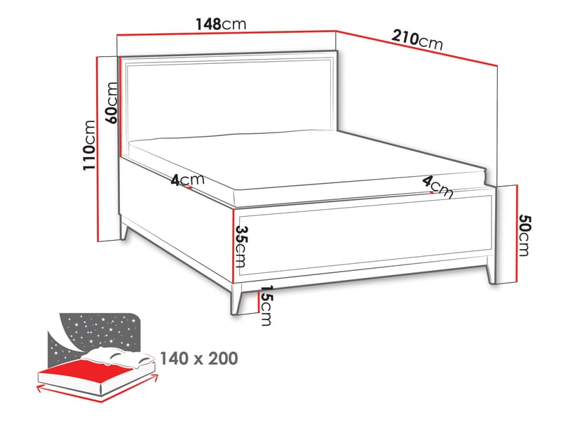 Zeylor Sengeramme 140x200 cm - Beige - Møbler - Senger - Senger med oppbevaring