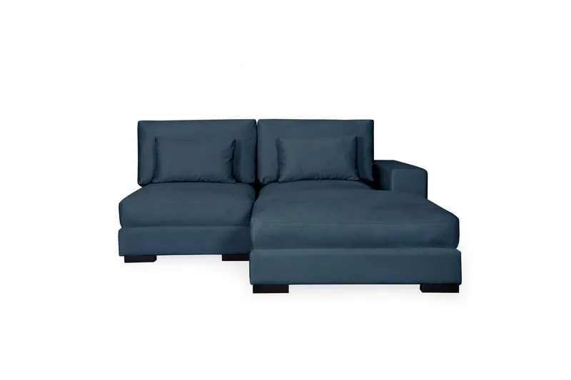 Dubai divansofa høyre fløyel ekstra dyp - Blå - Møbler - Sofaer - Modulsofaer - Komplett modulsofa