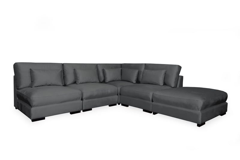 Dubai sjeselongsofa venstre fløyel - Mørkegrå - Møbler - Sofaer - Modulsofaer - Komplett modulsofa