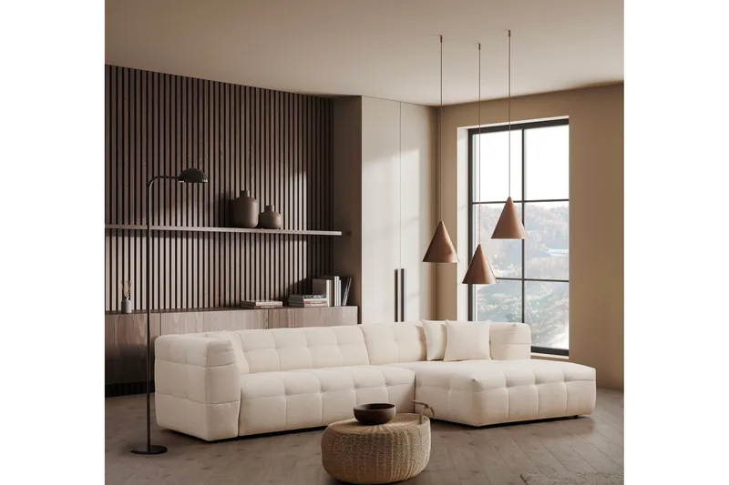 Octavian Sofa med Sjeselong 5-seter - Beige - Møbler - Sofaer - Sofaer med sjeselong