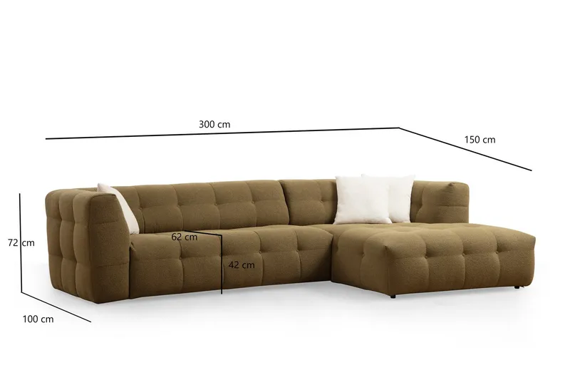 Octavian Sofa med Sjeselong 5-seter - Mørk beige - Møbler - Sofaer - Sofaer med sjeselong