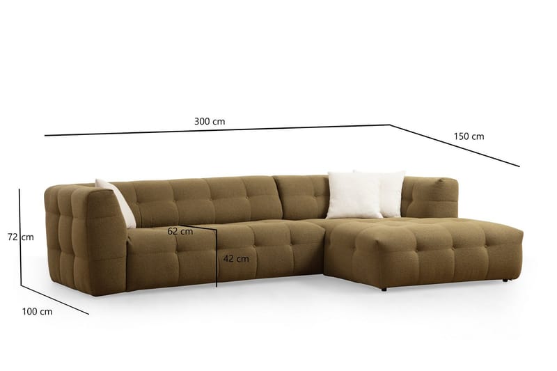 Octavian Sofa med Sjeselong 5-seter - Mørk beige - Møbler - Sofaer - Sofaer med sjeselong