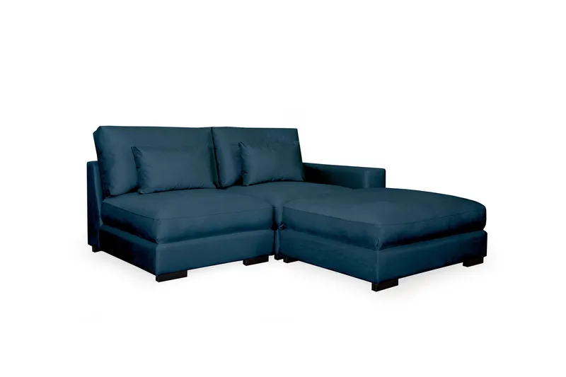 Dubai divansofa høyre fløyel ekstra dyp - Blå - Møbler - Sofaer - Modulsofaer - Komplett modulsofa
