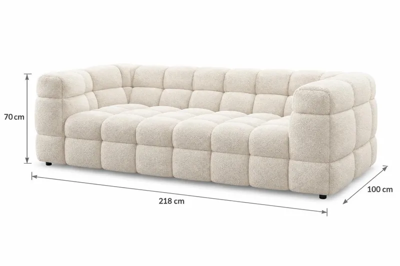 Elise 3-seters boblete sofa - Beige - Møbler - Sofaer - 3 seter sofa