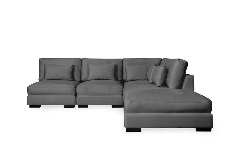 Dubai sjeselongsofa venstre fløyel - Mørkegrå - Møbler - Sofaer - Modulsofaer - Komplett modulsofa