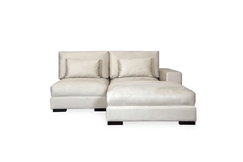 Dubai divansofa høyre fløyel ekstra dyp - Hvit - Møbler - Sofaer - Modulsofaer - Komplett modulsofa
