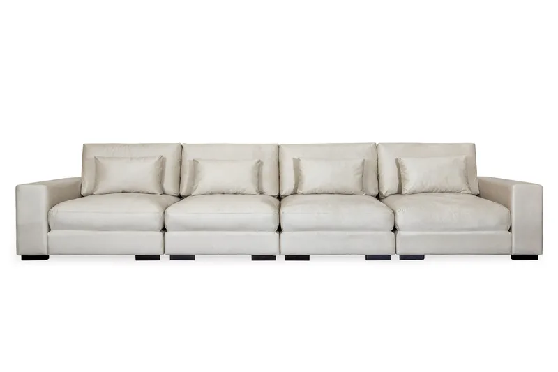Dubai 4-seters sofa fløyel ekstra dyp - Hvit - Møbler - Sofaer - Modulsofaer - Komplett modulsofa