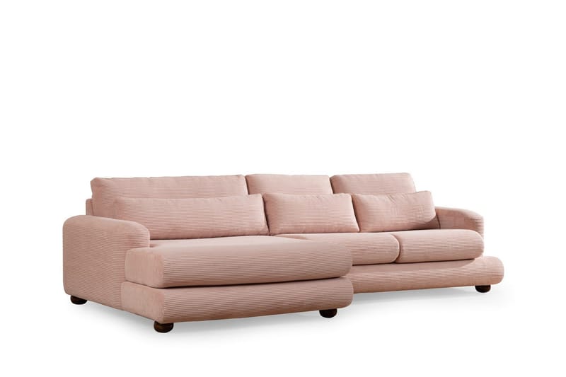 Relento Sofa med Sjeselong 3-seter, Rosa