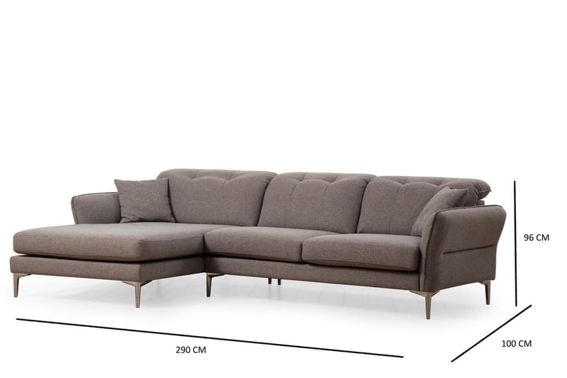 Chandara Sofa med Divan 5-seter - Grå - Møbler - Sofaer - Sofaer med sjeselong