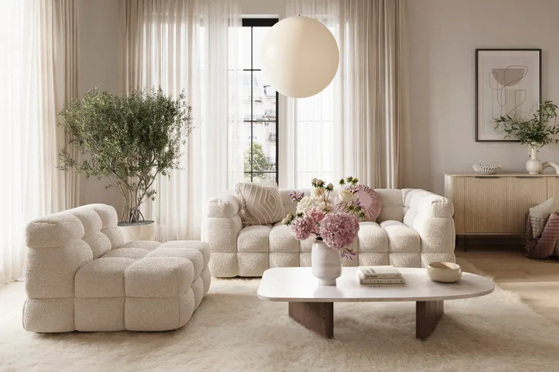 Elise 3-seters Sofa - Beige Teddy - Møbler - Sofaer - 3 seter sofa