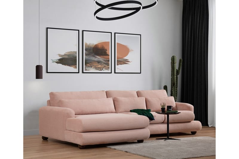 Relento Sofa med Sjeselong 3-seter - Rosa - Møbler - Sofaer - Sofaer med sjeselong - 3 seters sofa med divan
