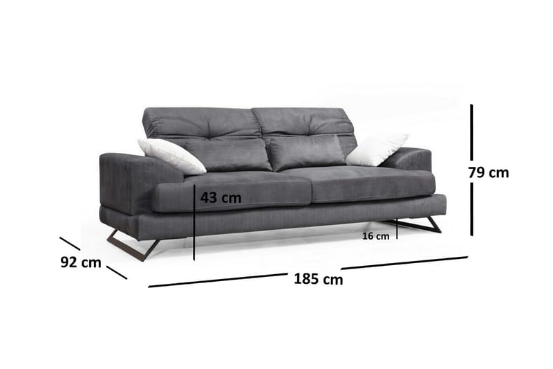 2-Seter Sofa Marcinda - Svart - 2 seter sofa