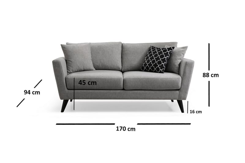 2-Seter Sofa Pytlarz - Grå - 2 seter sofa