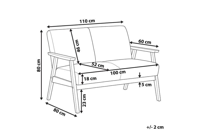 2-seters sofa Atterup - Grå - 2 seter sofa