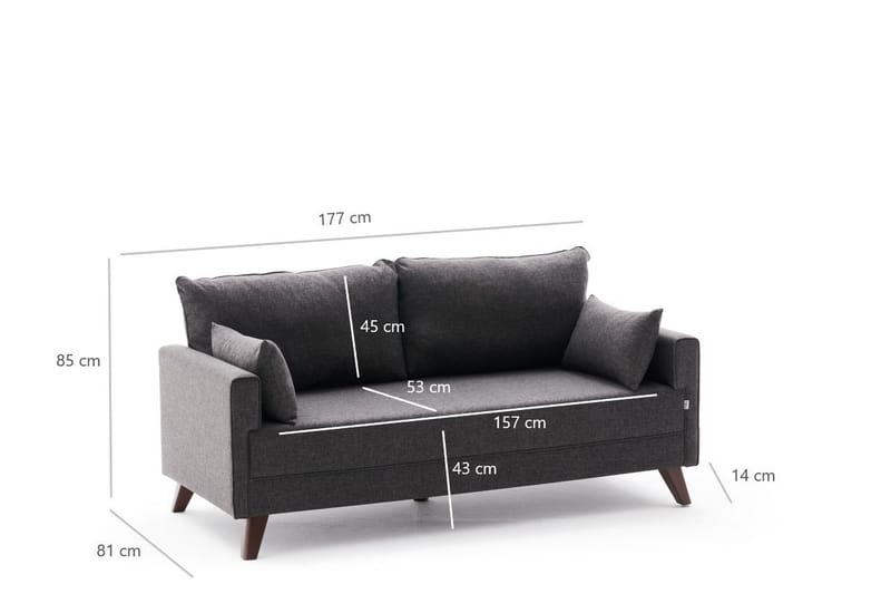 2-seters Sofa Burundi - Antrasitt / Natur - 2 seter sofa