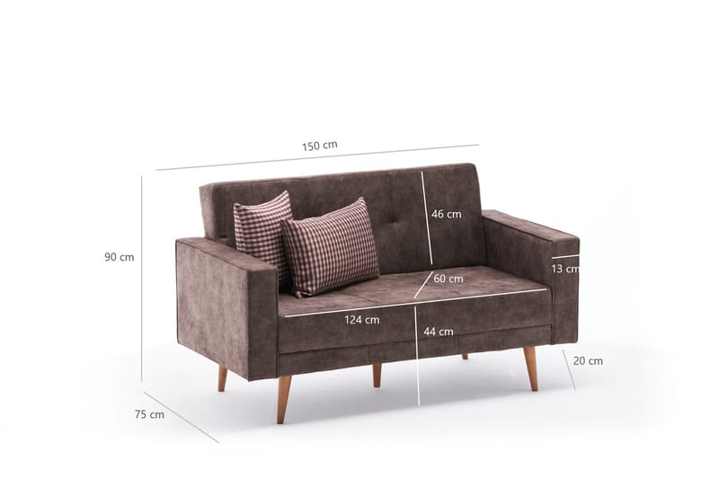 2-seters Sofa Kenya - Brun/Natur - 2 seter sofa
