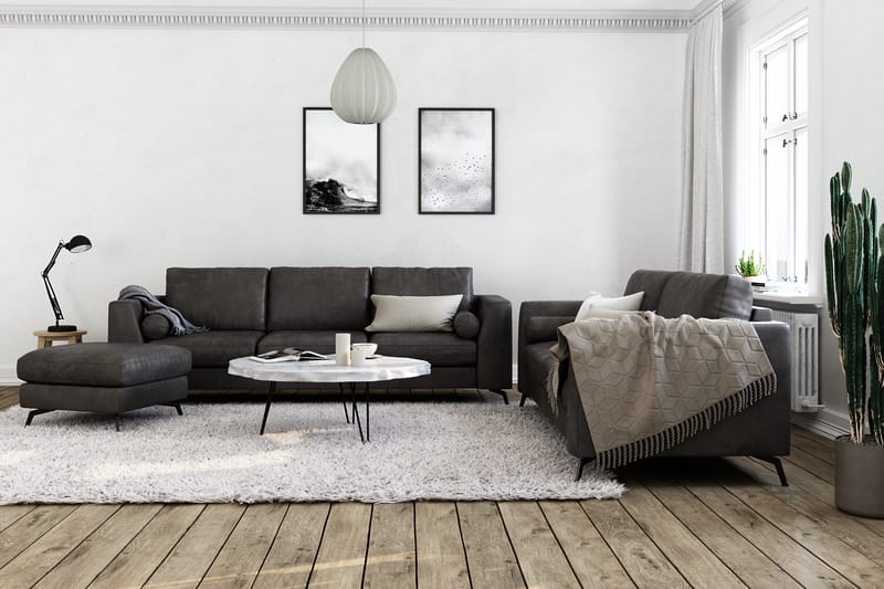 3-seter Sofa Friday Lyx - Svart/Lær - Møbler - Sofaer - Skinnsofaer