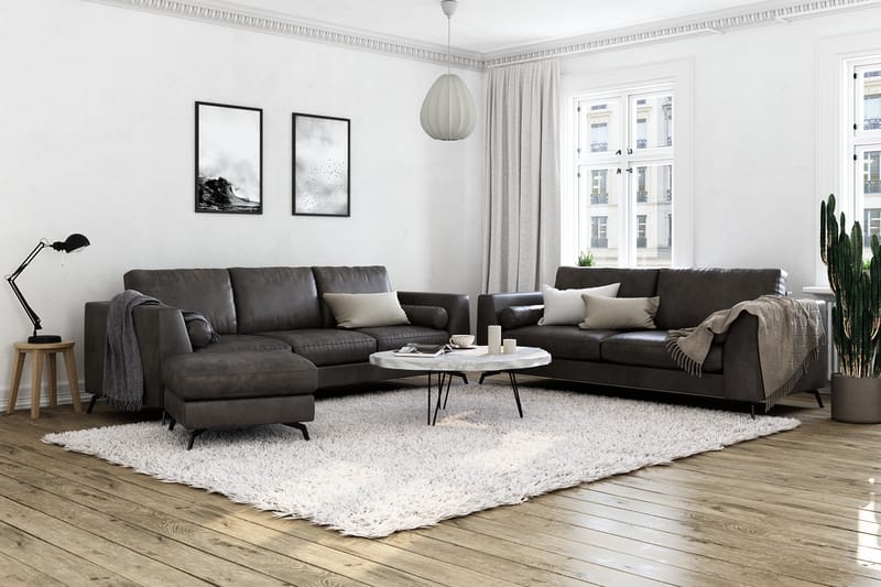 3-seter Sofa Friday Lyx - Svart/Lær - Møbler - Sofaer - Skinnsofaer