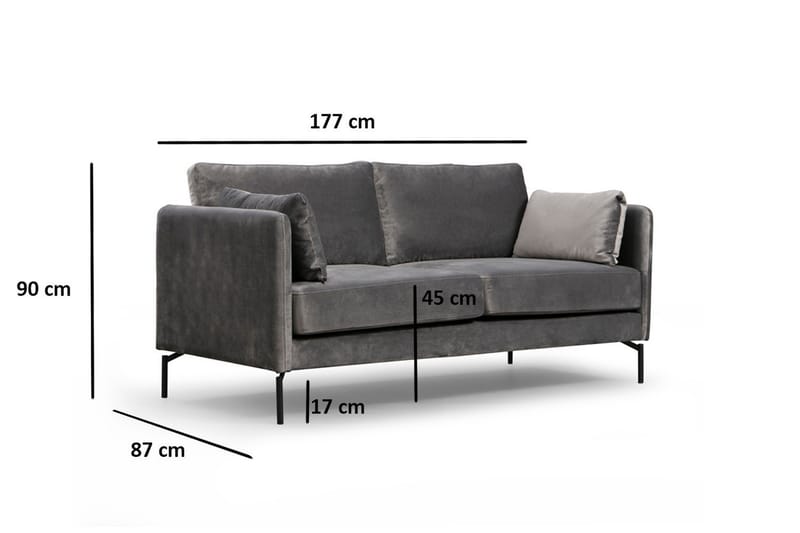 2-seter Sofa Aitze - Grå - 2 seter sofa