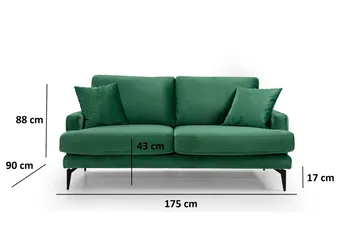 Andary 2-seters Sofa - Grønn/Svart - Møbler - Sofaer - 2 seter sofa